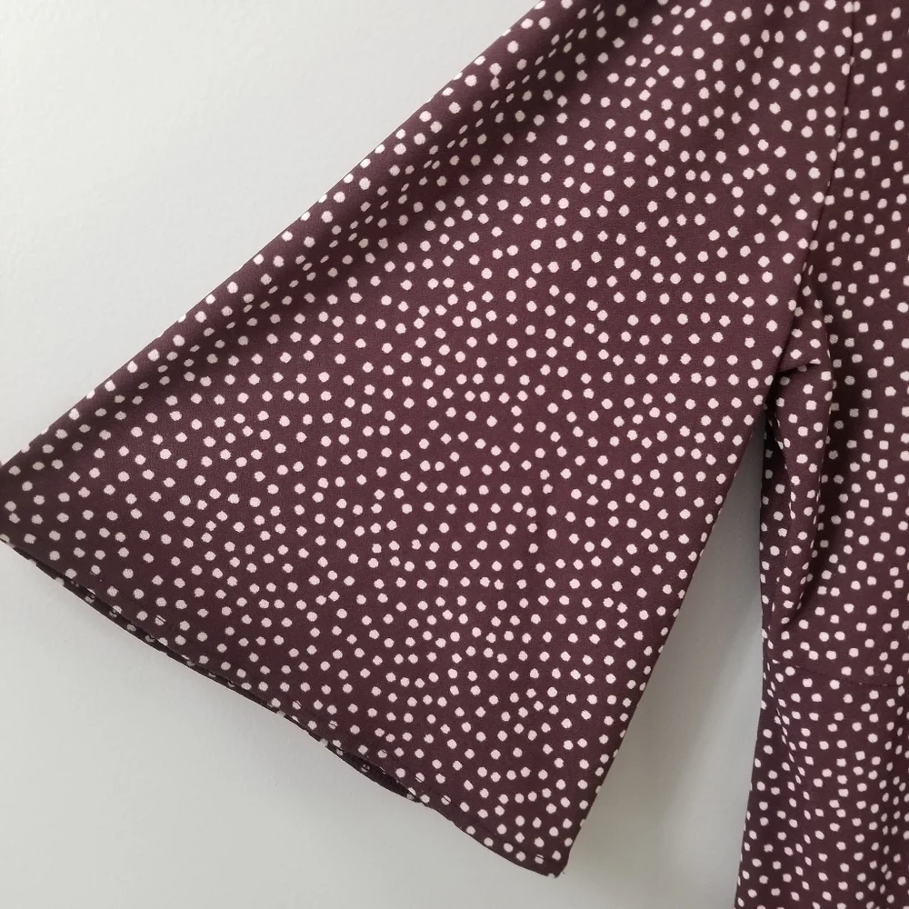 𝅺polka Dot Illusion Faux Wrap Loose Dress Lg 3/4 Sleeve - Picture 5 of 8